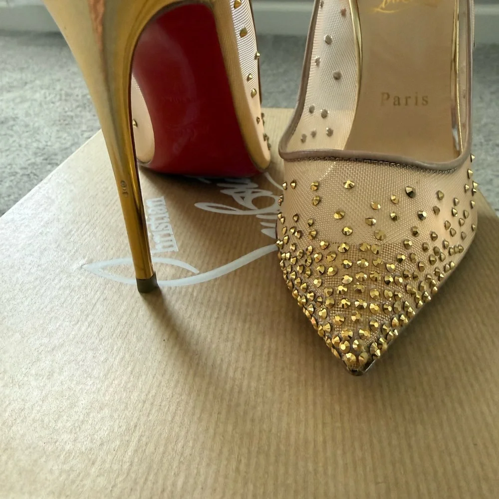 Christian Louboutin Gold Follies Strass heels - Picture 3 of 4